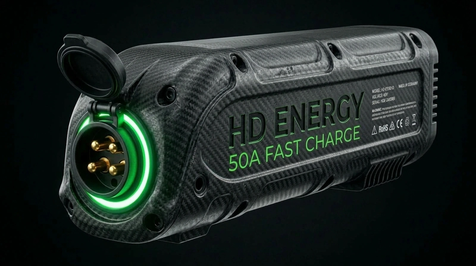 HD Energy innovative 1600 Wh battery and 50A charge port